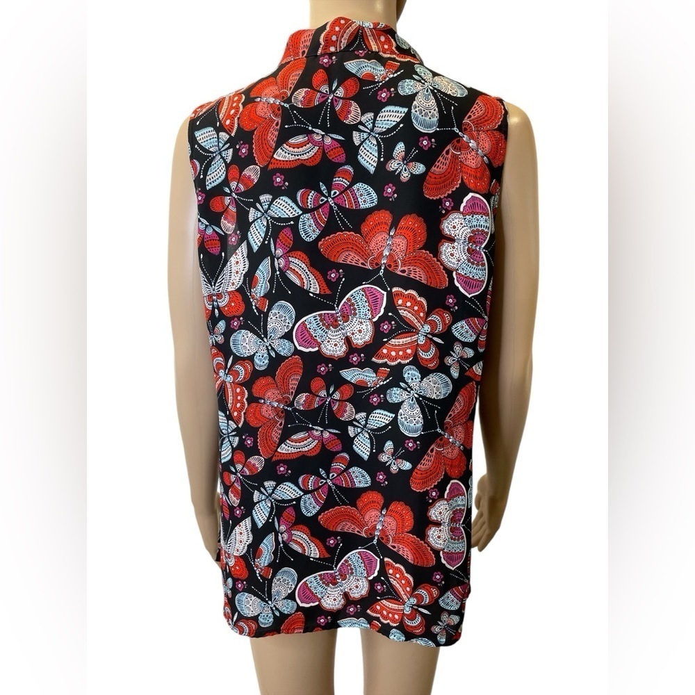 Tommy Hilfiger Butterfly Neck Tie Tank Sleeveless Top - Black and Red - Picture 4 of 4